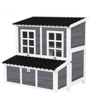 PawHut Wooden Chicken Coop w/ Nesting Box for 4-6 Chickens, 100 x 86 x 100cm