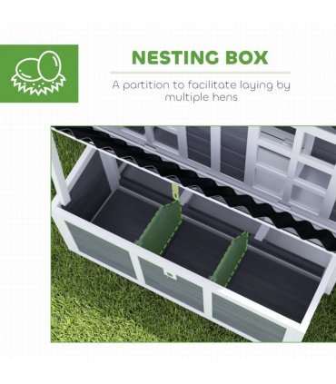 PawHut Wooden Chicken Coop w/ Nesting Box for 4-6 Chickens, 100 x 86 x 100cm