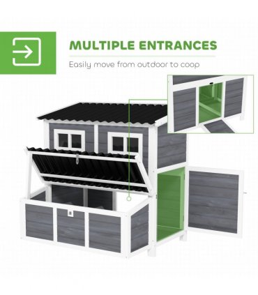 PawHut Wooden Chicken Coop w/ Nesting Box for 4-6 Chickens, 100 x 86 x 100cm