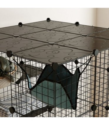 PawHut DIY 4 Tier Cat Cage Indoor with Hammock, Ramps, Doors, for 1-3 Cats