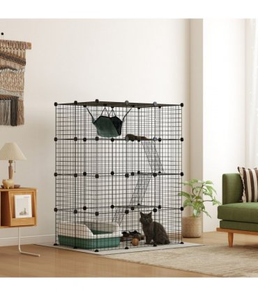 Customisable Cat Playhouse - Four-Tier Design for Up to Three Cats