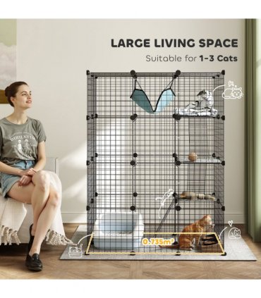 Customisable Cat Playhouse - Four-Tier Design for Up to Three Cats
