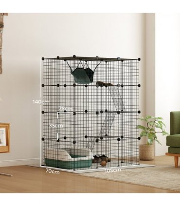 Customisable Cat Playhouse - Four-Tier Design for Up to Three Cats