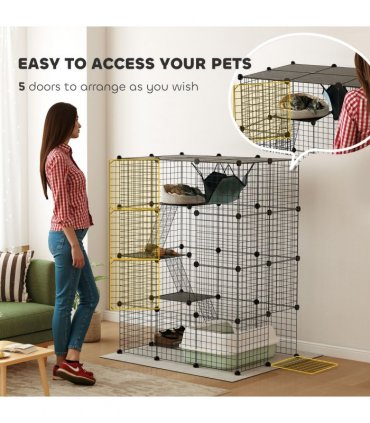 Customisable Cat Playhouse - Four-Tier Design for Up to Three Cats