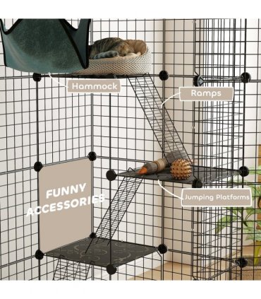 Customisable Cat Playhouse - Four-Tier Design for Up to Three Cats