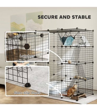 Customisable Cat Playhouse - Four-Tier Design for Up to Three Cats