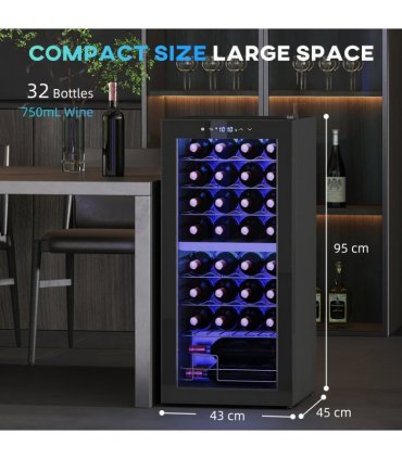HOMCOM 86L Dual Zone Wine Cooler with Adjustable Temperature Control, Black