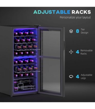 HOMCOM 86L Dual Zone Wine Cooler with Adjustable Temperature Control, Black