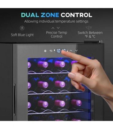 HOMCOM 86L Dual Zone Wine Cooler with Adjustable Temperature Control, Black