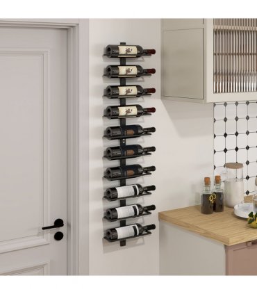 HOMCOM Wall Mount Wine Rack, Wall Wine Rack for 10 Wine Bottles, Black