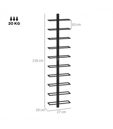 HOMCOM Wall Mount Wine Rack, Wall Wine Rack for 10 Wine Bottles, Black