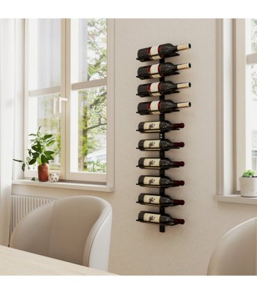 HOMCOM Wall Mount Wine Rack, Wall Wine Rack for 10 Wine Bottles, Black