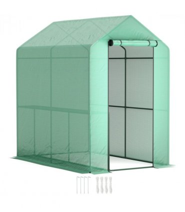 Outsunny Walk in Greenhouse w/Shelves Steeple Grow House 120 x 186 x 190 cm