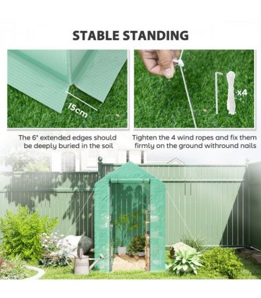 Outsunny Walk in Greenhouse w/Shelves Steeple Grow House 120 x 186 x 190 cm