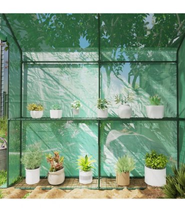 Outsunny Walk in Greenhouse w/Shelves Steeple Grow House 120 x 186 x 190 cm