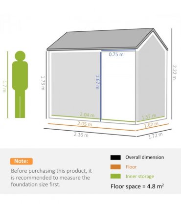 Galvanised Steel Storage Shed - Durable Design & Ample Space 7x6ft