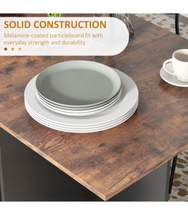 Expandable Dining Table with Storage - Rustic Brown - Seats 4 Conveniently