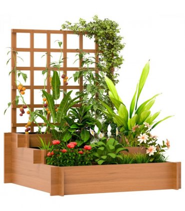 Climbing Plant Trellis with Planters - Durable Fir Wood Garden Feature