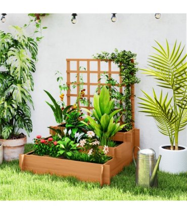 Climbing Plant Trellis with Planters - Durable Fir Wood Garden Feature
