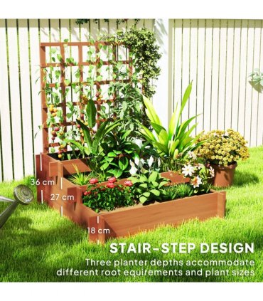 Climbing Plant Trellis with Planters - Durable Fir Wood Garden Feature