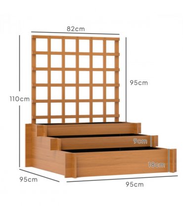 Climbing Plant Trellis with Planters - Durable Fir Wood Garden Feature