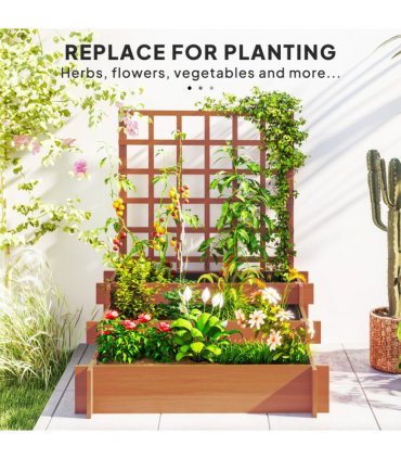 Climbing Plant Trellis with Planters - Durable Fir Wood Garden Feature