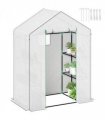 Outsunny Walk-in Greenhouse with 4 Shelves, Outdoor Small Greenhouse, White