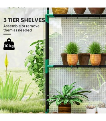 Outsunny Walk-in Greenhouse with 4 Shelves, Outdoor Small Greenhouse, White