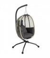 Comfortable Dark Grey Folding Basket Chair with Cup Holders for Relaxation