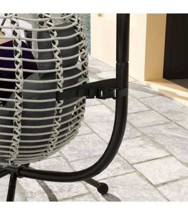 Comfortable Dark Grey Folding Basket Chair with Cup Holders for Relaxation