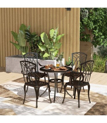 Outsunny 5 PCs Garden Dining Set, Garden Furniture Set, Bronze Tone