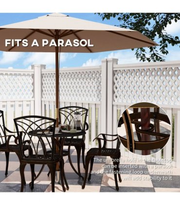 Outsunny 5 PCs Garden Dining Set, Garden Furniture Set, Bronze Tone