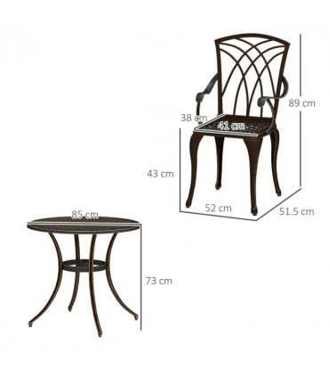 Outsunny 5 PCs Garden Dining Set, Garden Furniture Set, Bronze Tone
