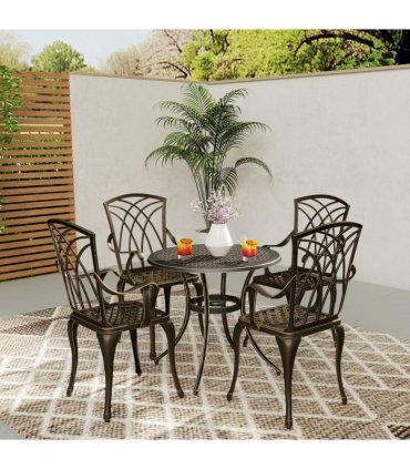 Outsunny 5 PCs Garden Dining Set, Garden Furniture Set, Bronze Tone