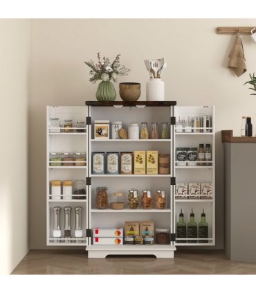 Stylish Farmhouse Cabinet with Adjustable Shelves - Sturdy Storage Solution