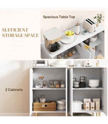 HOMCOM Sideboard Buffet Cabinet with Adjustable Shelves, White