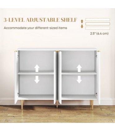 HOMCOM Sideboard Buffet Cabinet with Adjustable Shelves, White