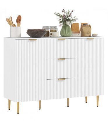 Stylish White Storage Cabinet with Adjustable Shelf & TV Stand Functionality