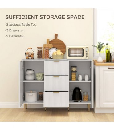 Stylish White Storage Cabinet with Adjustable Shelf & TV Stand Functionality