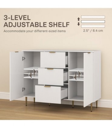 Stylish White Storage Cabinet with Adjustable Shelf & TV Stand Functionality