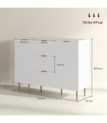 Stylish White Storage Cabinet with Adjustable Shelf & TV Stand Functionality