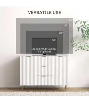 Stylish White Storage Cabinet with Adjustable Shelf & TV Stand Functionality