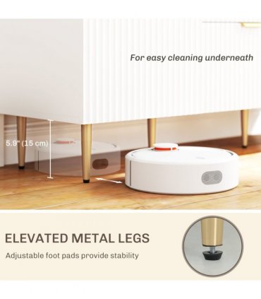 Stylish White Storage Cabinet with Adjustable Shelf & TV Stand Functionality