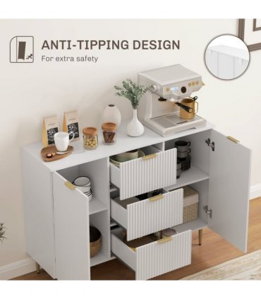 Stylish White Storage Cabinet with Adjustable Shelf & TV Stand Functionality