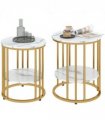 Elegant Marble-Effect Tables Set with Gold Tone Legs for Home & Office