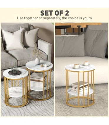 Elegant Marble-Effect Tables Set with Gold Tone Legs for Home & Office