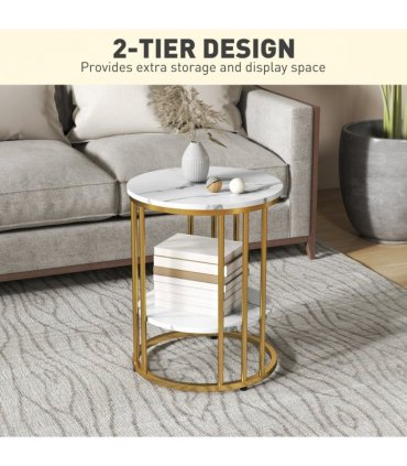 Elegant Marble-Effect Tables Set with Gold Tone Legs for Home & Office