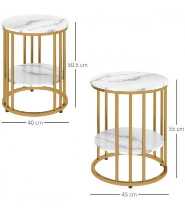 Elegant Marble-Effect Tables Set with Gold Tone Legs for Home & Office
