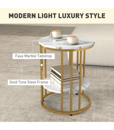 Elegant Marble-Effect Tables Set with Gold Tone Legs for Home & Office