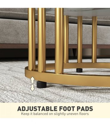 Elegant Marble-Effect Tables Set with Gold Tone Legs for Home & Office